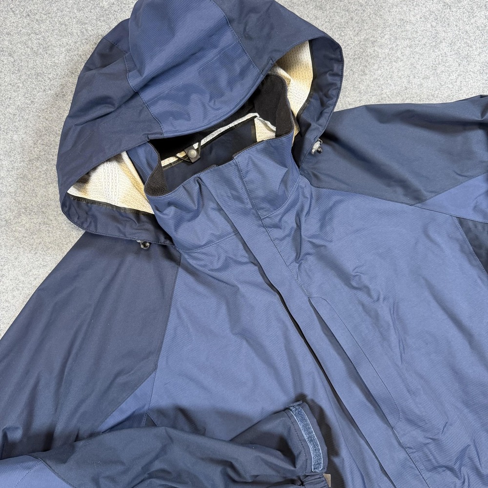 L.L.Bean Jacket Mens XLT Blue Hooded Full Zip Windbreaker Nylon Hiking Outdoor